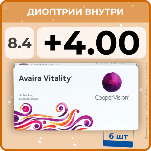     CooperVision Avaira Vitality, 6 ., R 8,4, D +4, , 1 .  -     , -  