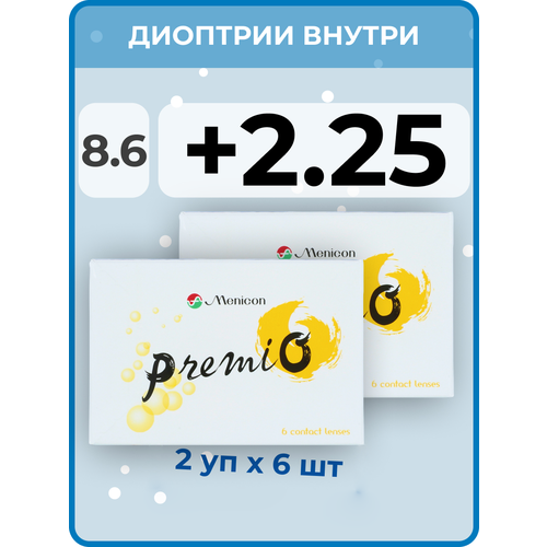���� ���������� ����� Menicon Premio, 12 ��., R 8,6, D +2,25, 2 ��.