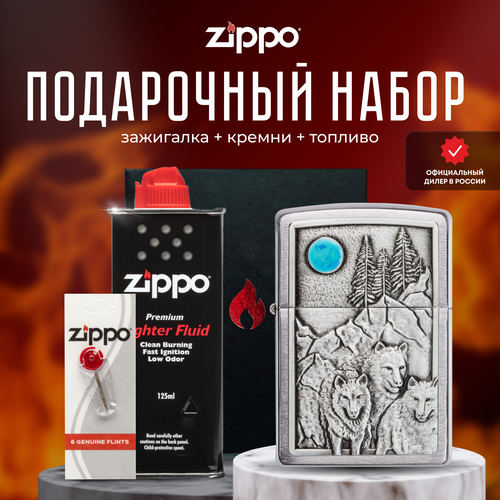    ZIPPO   (   Zippo 49295 Wolf Pack and Moon Emblem +  +  125  )  -     , -,   