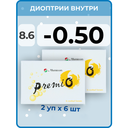 ���� ���������� ����� Menicon Premio, 12 ��., R 8,6, D -0,5, 2 ��.