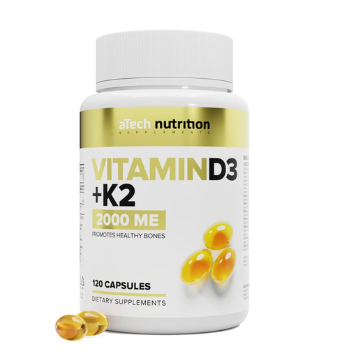 ���� ������� �3 + �2 / VITAMIN D3+�2 2000 �� 250 �� aTech nutrition 120 ������