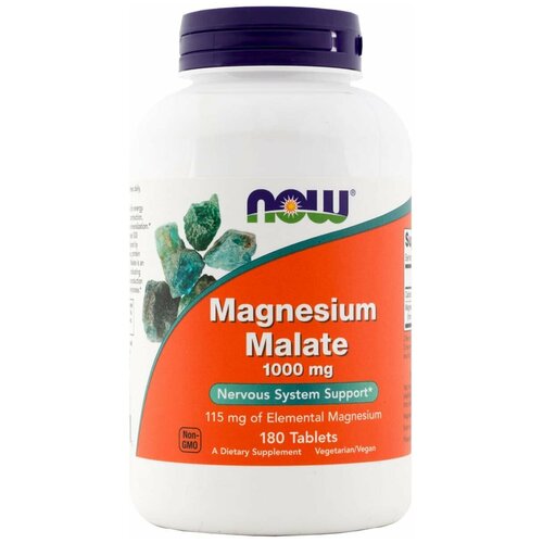   NOW Magnesium Malate 1000 mg 180 tabs  -     , -  