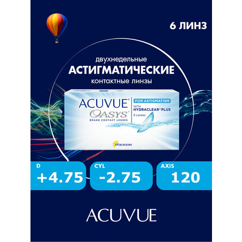���� Acuvue Oasys for astigmatism with hydraclear plus (6 ����) 8.6, CYL:-2.75, AXIS: 120, +4.75