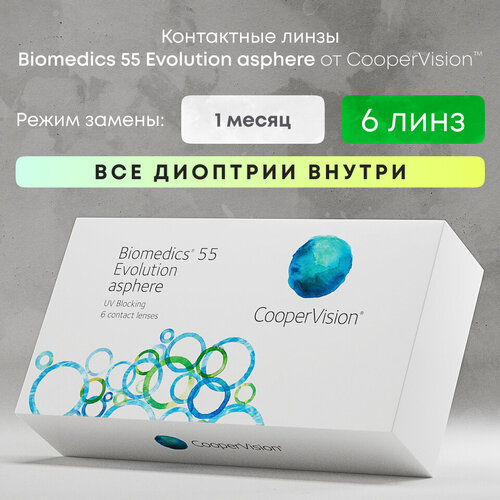     CooperVision Biomedics 55 Evolution Asphere UV, 6 ., R 8,8, D +0,75, , 1 .  -     , -  