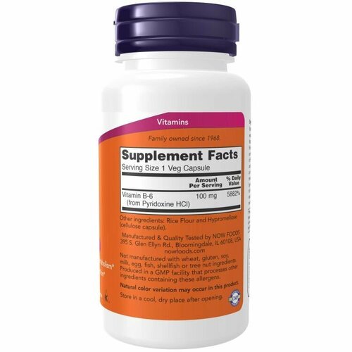 ���� ������� �-6 ���������� NOW B-6 100mg 100 vcaps,