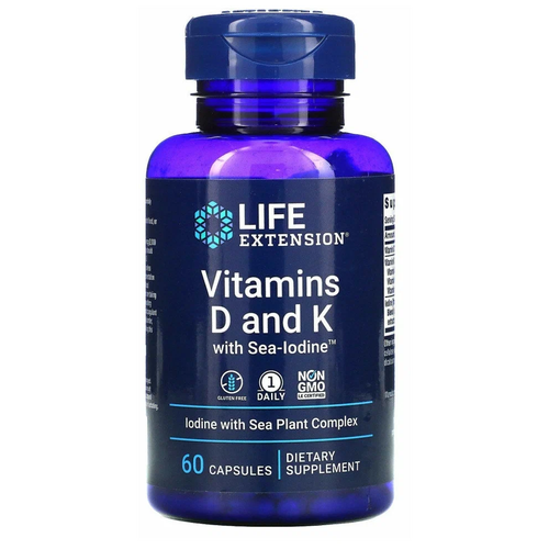    Life Extension Vitamins D and K with Sea-Iodine, 80 , 100 , 60 .  -     , -  