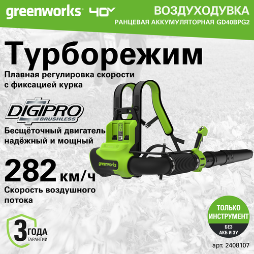      Greenworks . 2408107, 40V, ,      -     , -  