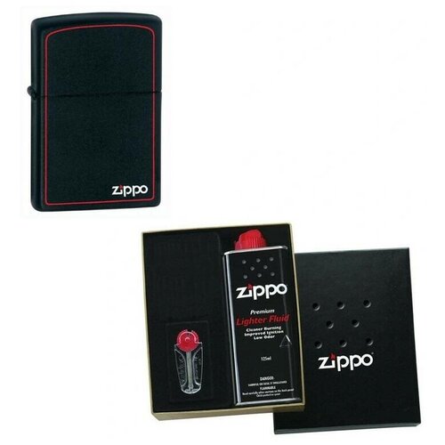   Zippo          Logo Border Black Matte 125  280   -     , -,   