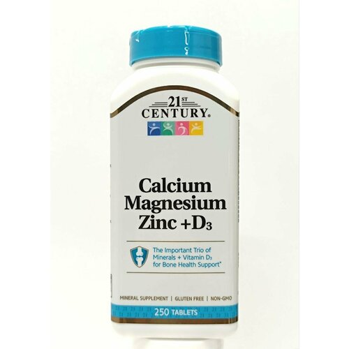���� �������� Calcium Magnesium Zinc + D3 �� 21 st Century, 250 ���� � ��������