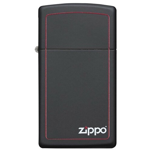  Zippo Slim   Logo Border Black Matte 1 . 1 . 55 