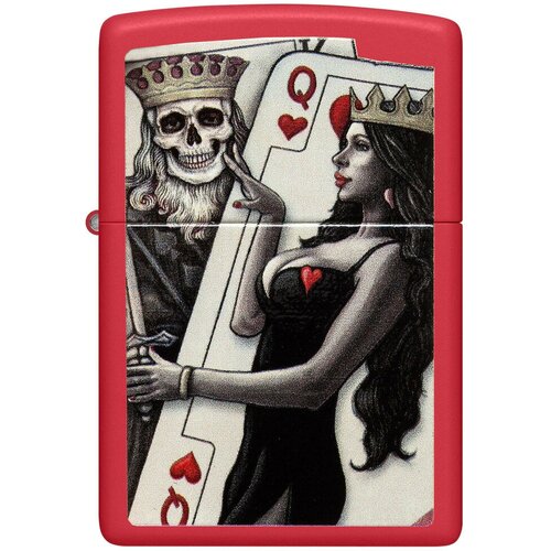     ZIPPO Classic 48624 Skull King Queen Beauty   Red Matte -     