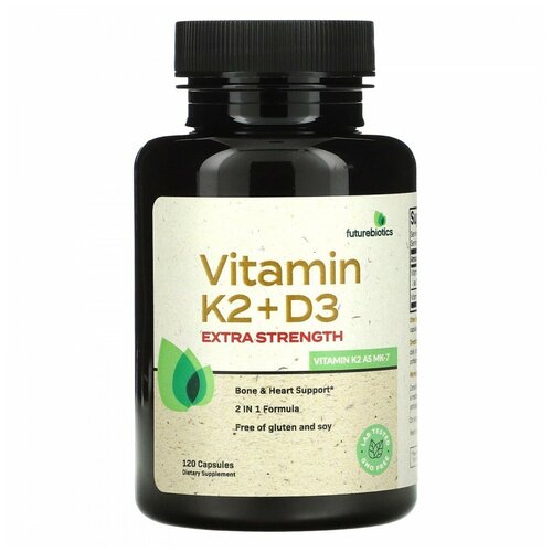   FutureBiotics, Vitamin K2 + D3, Extra Strength, 120 Capsules  -     , -  