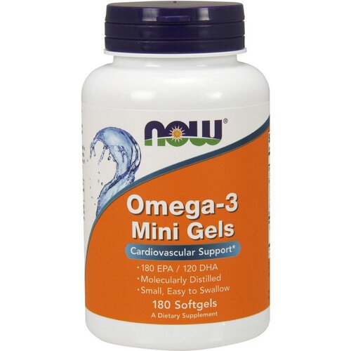   NOW Omega-3 Mini Gels 180  (Now Foods)  -     , -  