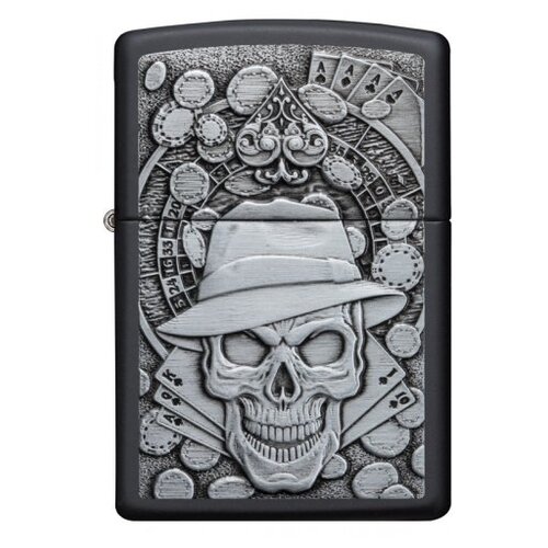   Zippo Classic   Gambling Skull Black Matte 1 . 60   -     , -  