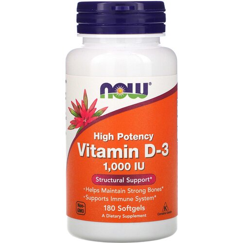 ���� NOW ������� D3, Vitamin D-3, 25 ��� (1000 IU), 180 ������