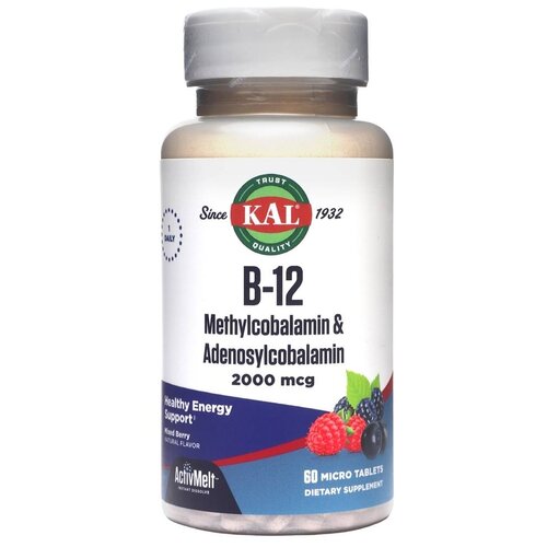 ���� �������� KAL B-12 Methylcobalamin & Adenosylcobalamin, 50 �, 2000 ���, 60 ��.