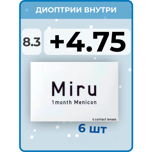     Menicon Miru 1month, 6 ., R 8,3, D +4,75, , 1 .  -     , -  