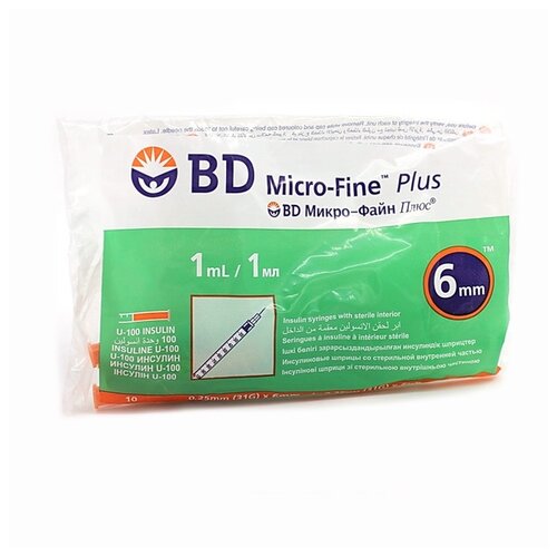     BD Micro-Fine Plus U-100 , 6  x 0.25 , : 31G, 1 , 10 .  -     , -  