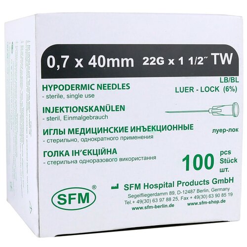 ���� ���� ������������ SFM ����������� ���� ���, 40 �� x 0.7 ��, ������: 22G, 100 ��.