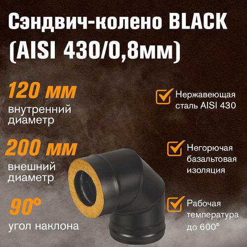  - BLACK (AISI 430/0,8) 90* 3  (120x200)