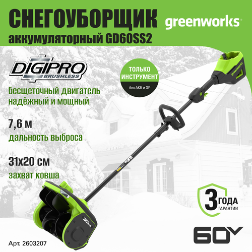     Greenworks 2603207,  60V, 30 ,  ,      -     , -  