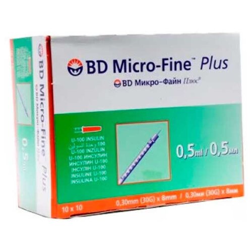     BD Micro-Fine Plus U-100 , 8  x 0.3 , : 30G, 0.5 , 100 .  -     , -  