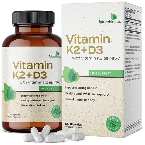   FutureBiotics, Vitamin K2 + D3 with Vitamin K2 as MK-7, 120 Capsules  -     , -  