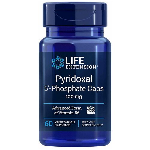   Life Extension, Pyridoxal 5'-Phosphate Caps, 100 mg, 60 Vegetarian Capsules  -     , -  