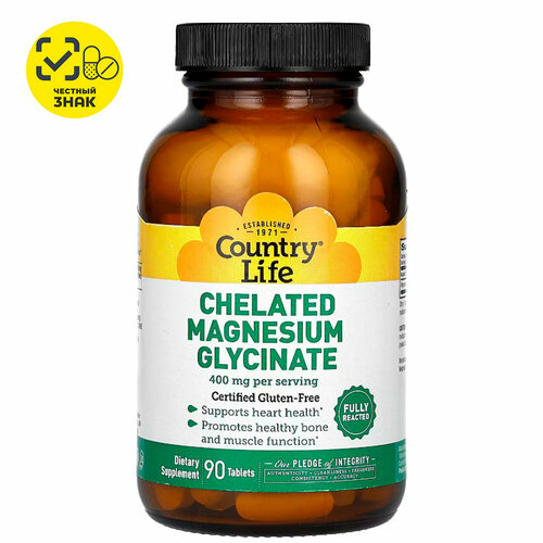 ���� Country Life, Chelated Magnesium Glycinate, �������� ������, 540 �, 90 ��������