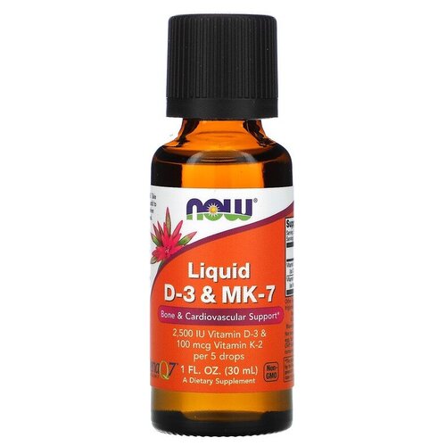 ���� ������� NOW Liquid Vit D-3 & Mk-7, 100 �, 30 ��