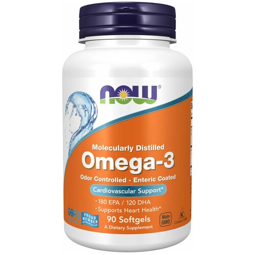 ���� Omega-3 Molecularly Distilled 1000 �� (�����-3) 90 ������ (Now Foods)