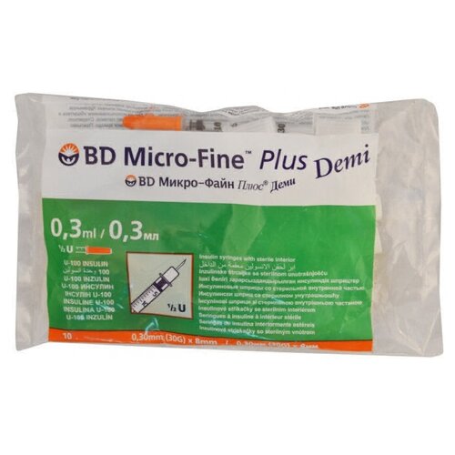     BD Micro-Fine Plus Demi U-100 , 8  x 0.3 , : 30G, 0.3 , 10 .  -     , -  