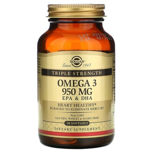   Solgar, Omega-3, EPA & DHA, Triple Strength, 950 mg, -3,   ,  , 950 , 50   -     , -  