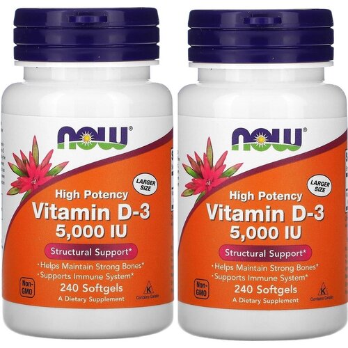 ���� NOW ������� �3, Vitamin D-3 5000 ��, 240 ������ ������, �������� 2 ��������