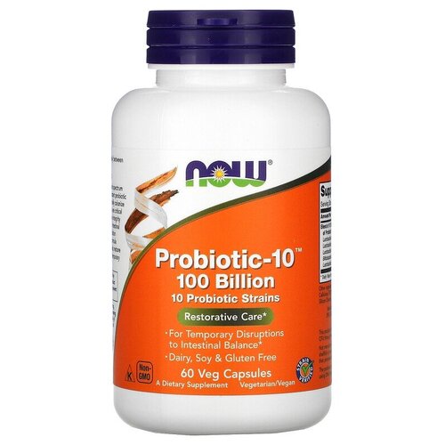   NOW Foods, Probiotic-10 100 Billion, 60 Veg Capsules, -10, 100 , 60    -     , -  