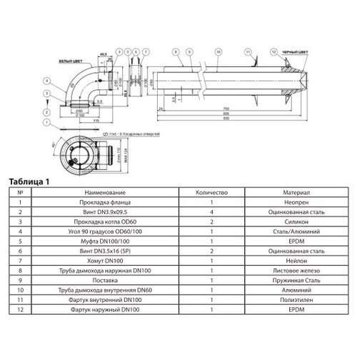   STOUT     L=850 , DN 60/100 (Bosch, Buderus)  -     , -,   