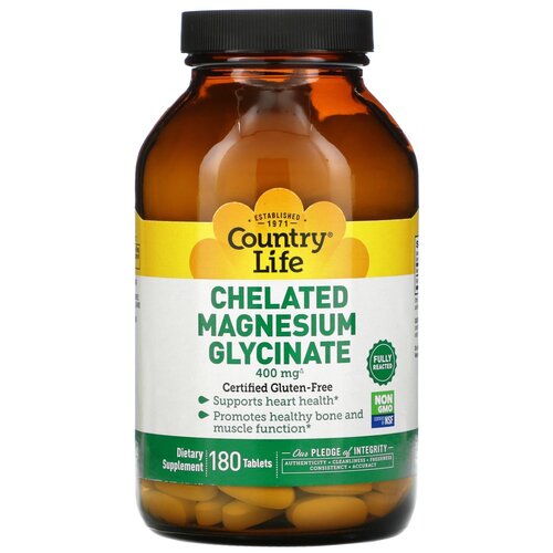    Country Life Chelated Magnesium Glycinate, 990 , 180 .  -     , -  