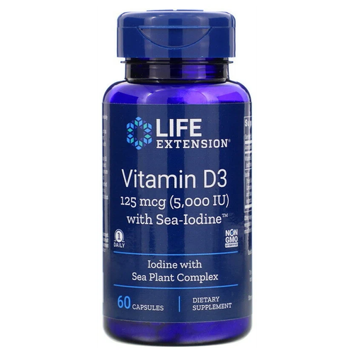    Life Extension Vitamin D3 with Sea-Iodine, 50 , 5000 , 60 .  -     , -  