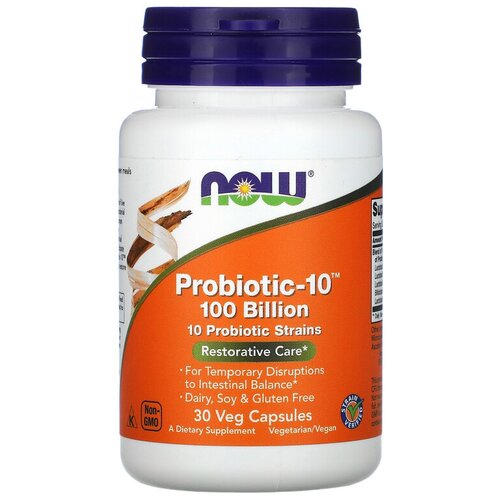 ���� ������� NOW Probiotic-10, 440 �, 100 ��, 100 ���� ���, 30 ��.