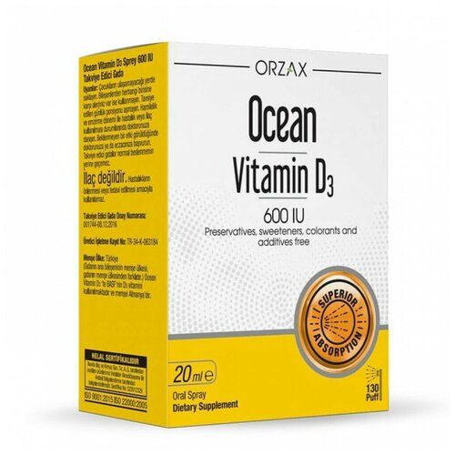   Orzax Ocean vitamin d3 600 iu 20ml spray  -     , -  