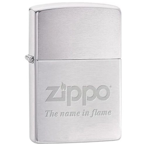      ZIPPO 200 Name in flame   Brushed Chrome  -     , -  