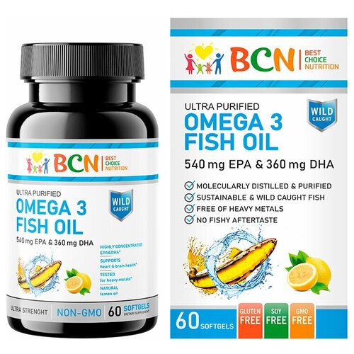   BCN Omega-3 Fish Oil 1500 EPA & 1200 DHA , 60 .  ,    -     , -  