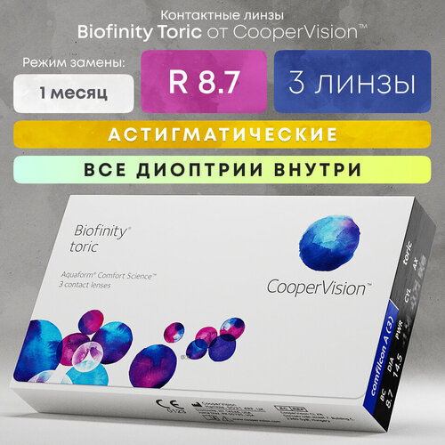     CooperVision Biofinity Toric., 3 ., R 8,7, D -7,5,CYL:-1,75,A:40, , 1 .  -     , -  