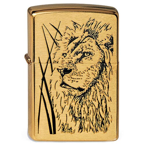 ���� ������������ ���������� ��������� ZIPPO 204B Proud Lion � ��������� Brushed Brass - ������ ���
