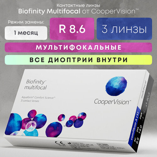     CooperVision Biofinity Multifocal, 3 ., R 8,6, D -8,5, ADD: +1.50 D, , 1 .  -     , -  